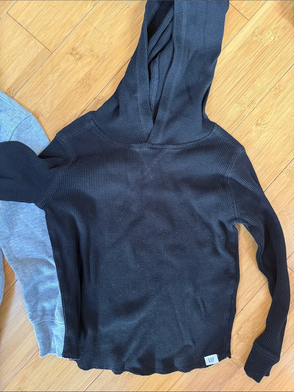 Boys Gray Quarter-Zip Sweater and black waffle hoodie size 5
